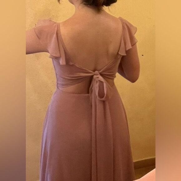 Azazie Everett Bridesmaid Dress Dusty Rose Size A4 Pink Chiffon - Picture 8 of 8